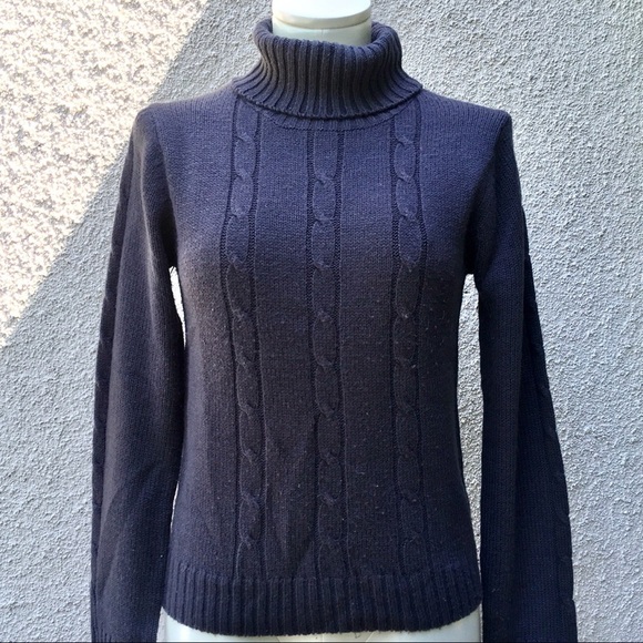 SHS JEANS charcoal gray cable knit turtleneck M - Picture 1 of 7